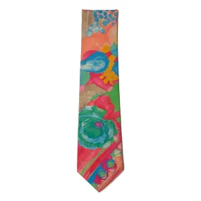 1970’S PASTEL MADE IN ITALY 100% ITALIAN SILK FLORAL HANDMADE TIE