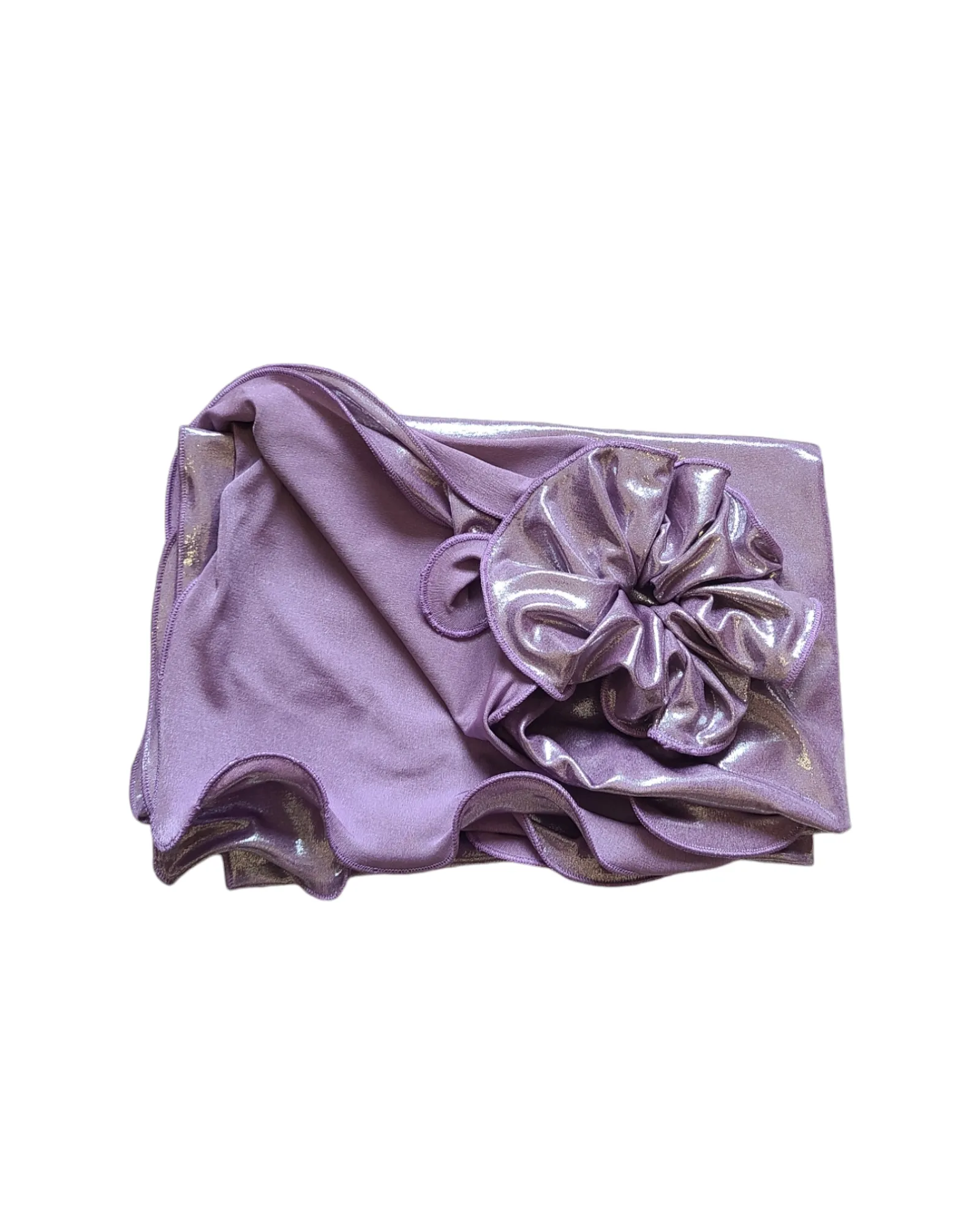 2 Toned Metallic Long Scarf With Ruffles