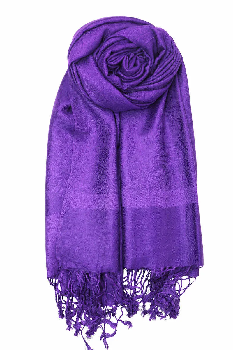 Achillea Two Tone Vintage Jacquard Paisley Pashmina Scarf