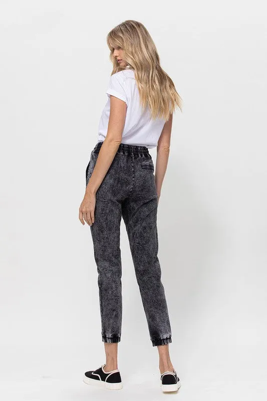 ACID WASH RELAXED DRAWSTRING JOGGER PANTS