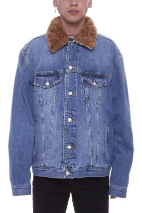 Alexander McQueen Shearling Collar Denim Jacket