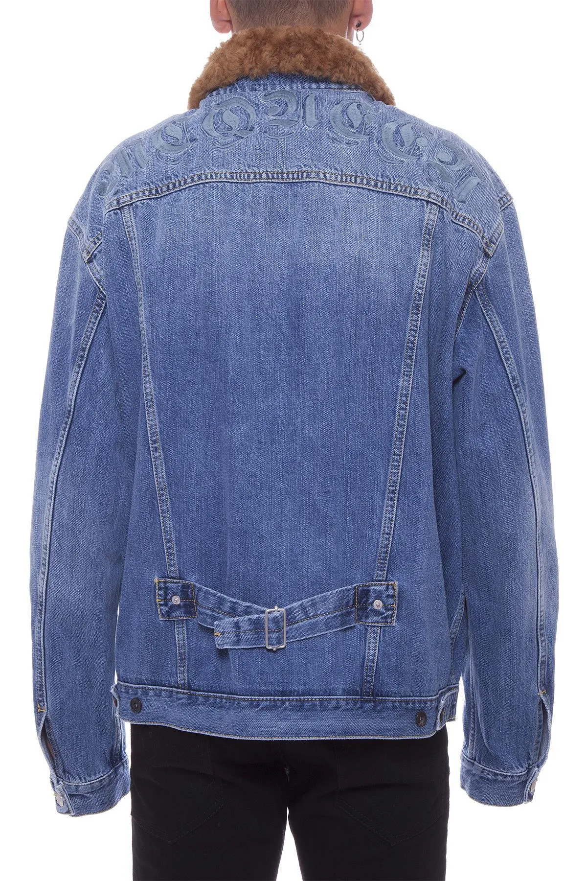 Alexander McQueen Shearling Collar Denim Jacket