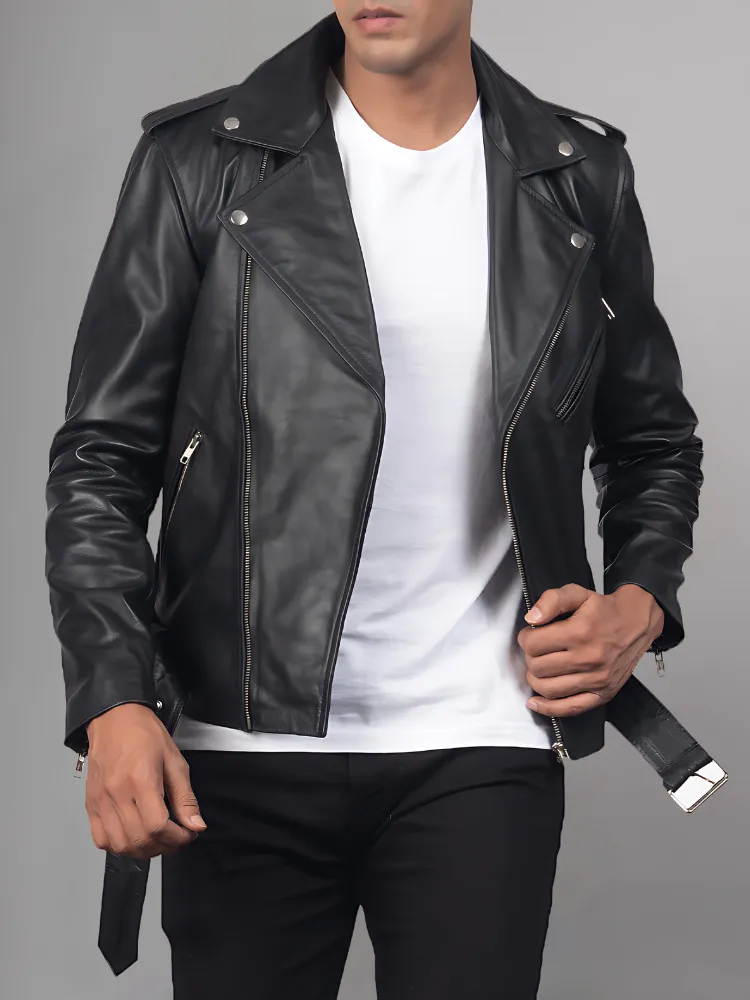 Allaric Alley Mocha Leather Biker Jacket