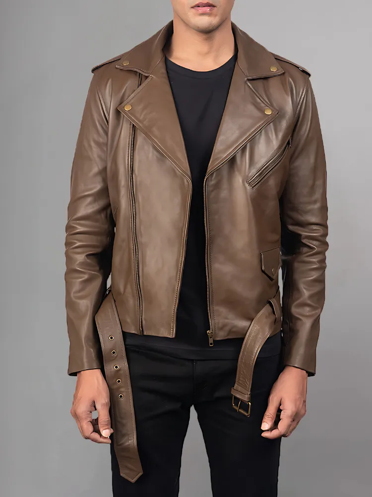 Allaric Alley Mocha Leather Biker Jacket