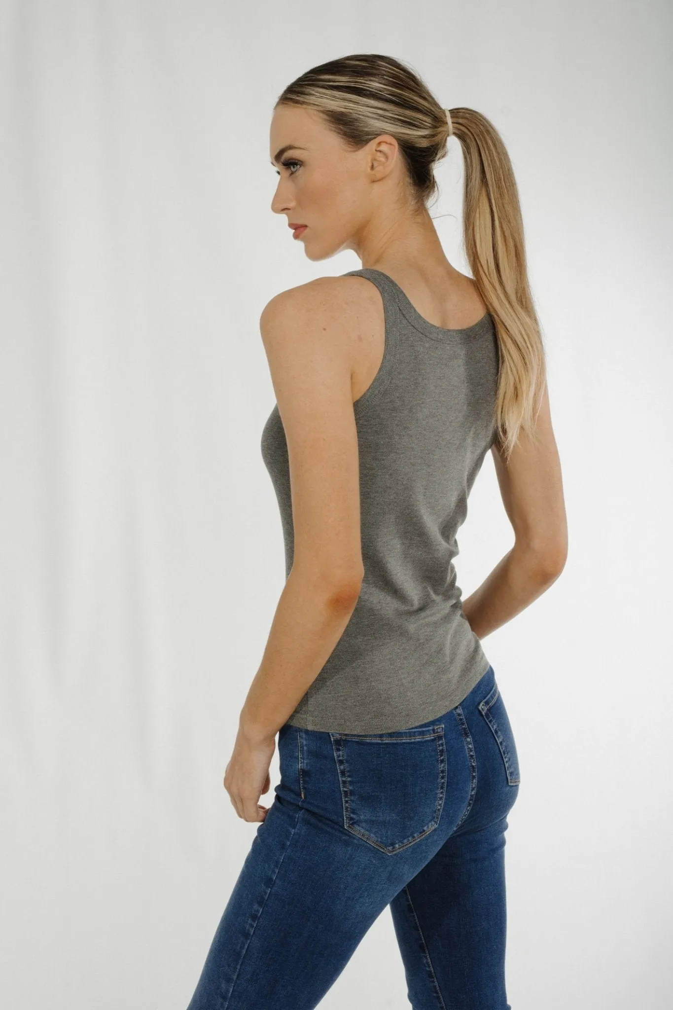 Ally Ribbed Cami In Grey