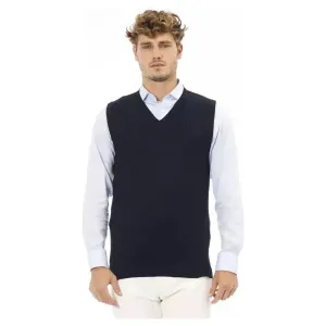 Alpha Studio Blue Viscose Men Vest