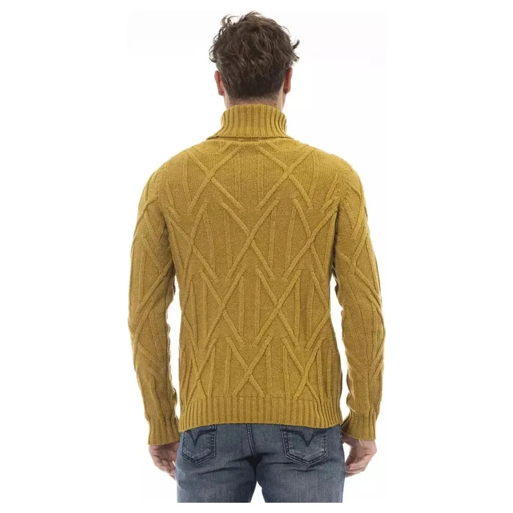 Alpha Studio Yellow Merino Wool Men Sweater