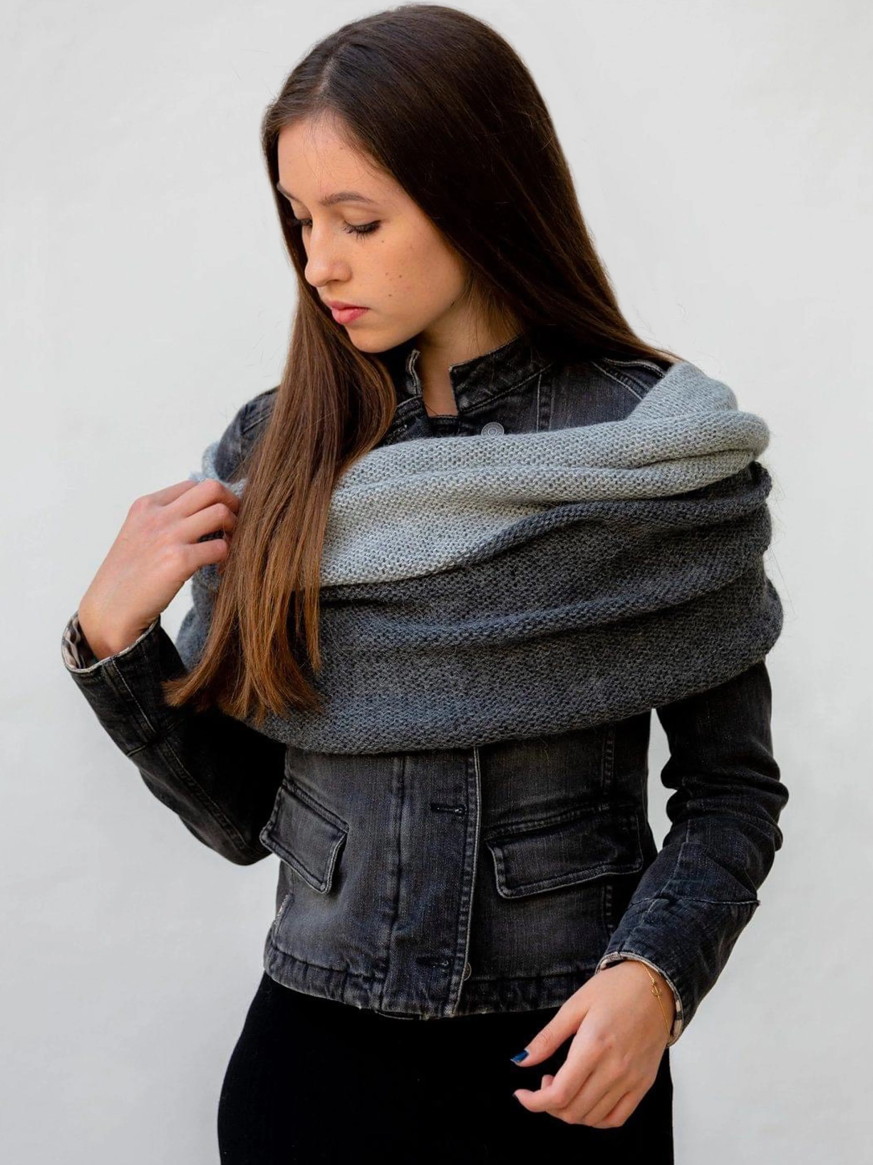 Amayi Alpaca - Flecked Infinity Scarf (Small) Charcoal & Grey