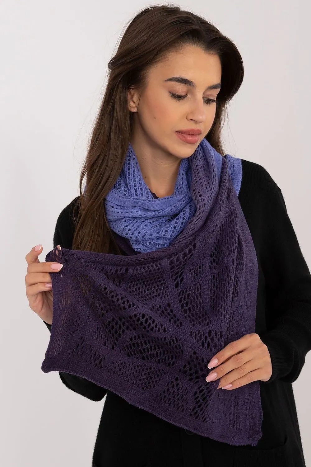 AT Soft Breeze Open Knit Two Tone Wool Blend Scarf