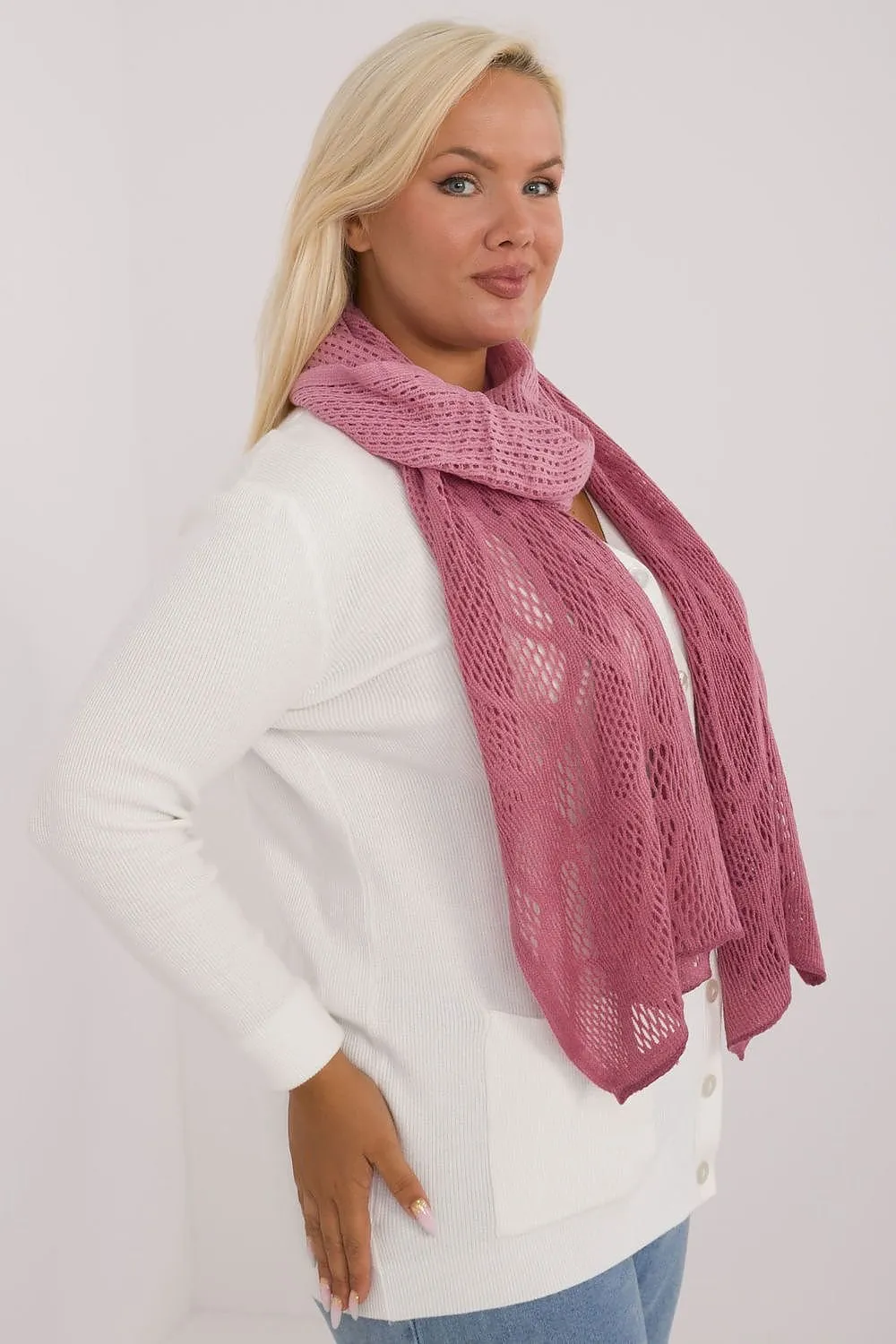 AT Soft Breeze Open Knit Two Tone Wool Blend Scarf