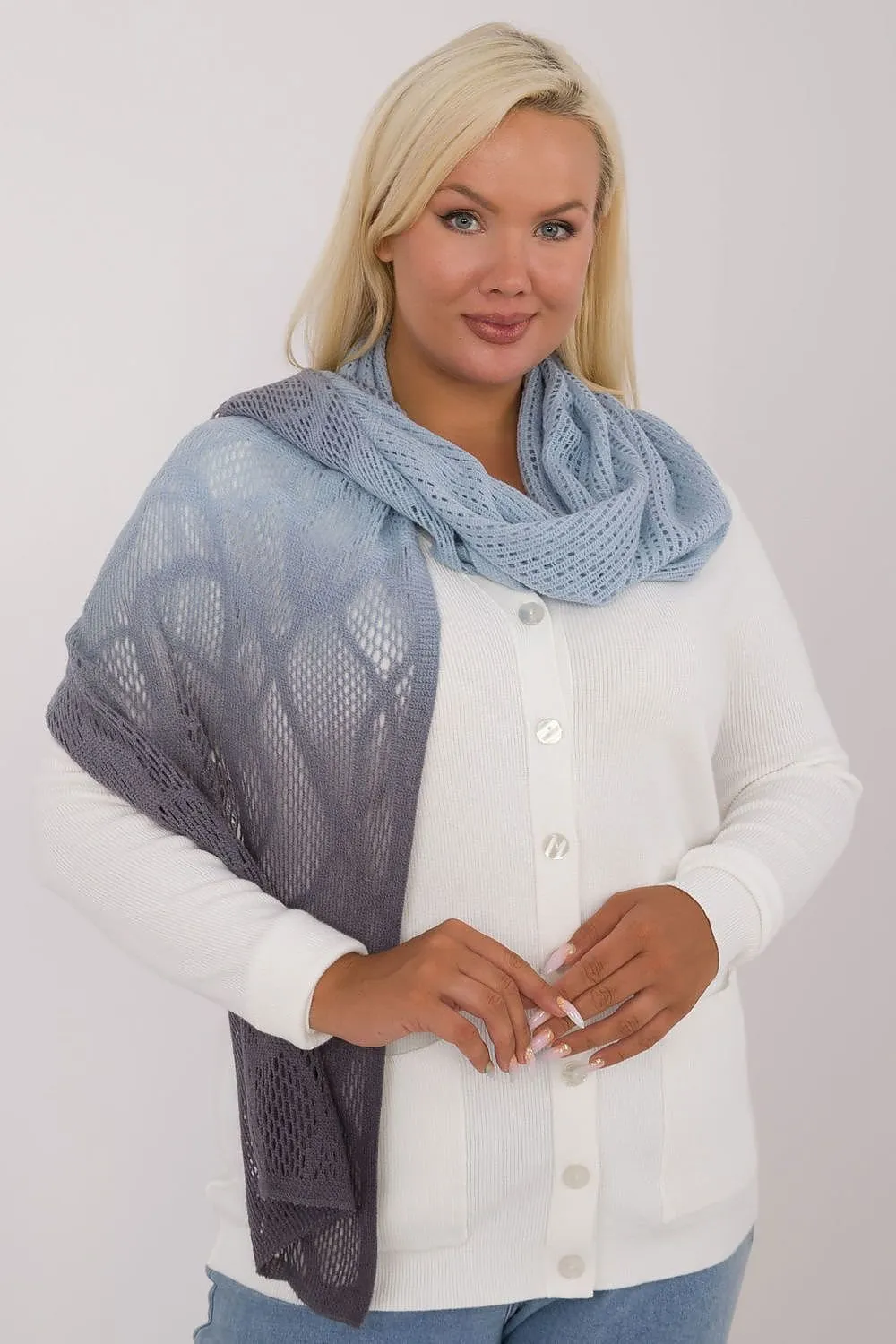 AT Soft Breeze Open Knit Two Tone Wool Blend Scarf