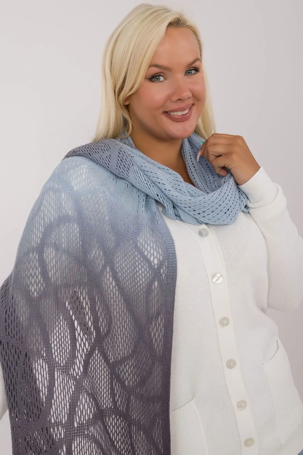 AT Soft Breeze Open Knit Two Tone Wool Blend Scarf