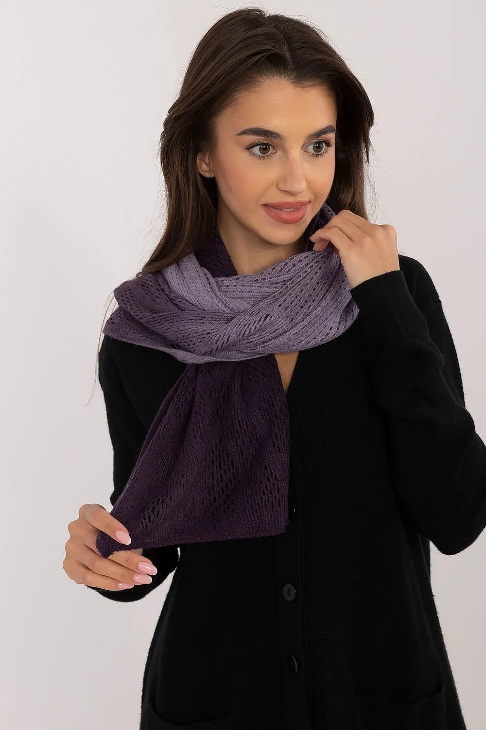 AT Soft Breeze Open Knit Two Tone Wool Blend Scarf