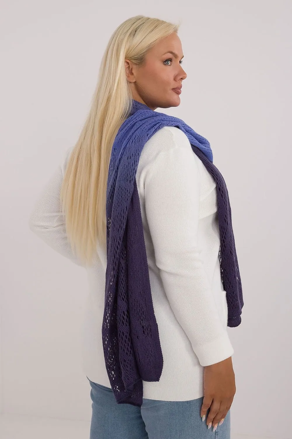 AT Soft Breeze Open Knit Two Tone Wool Blend Scarf