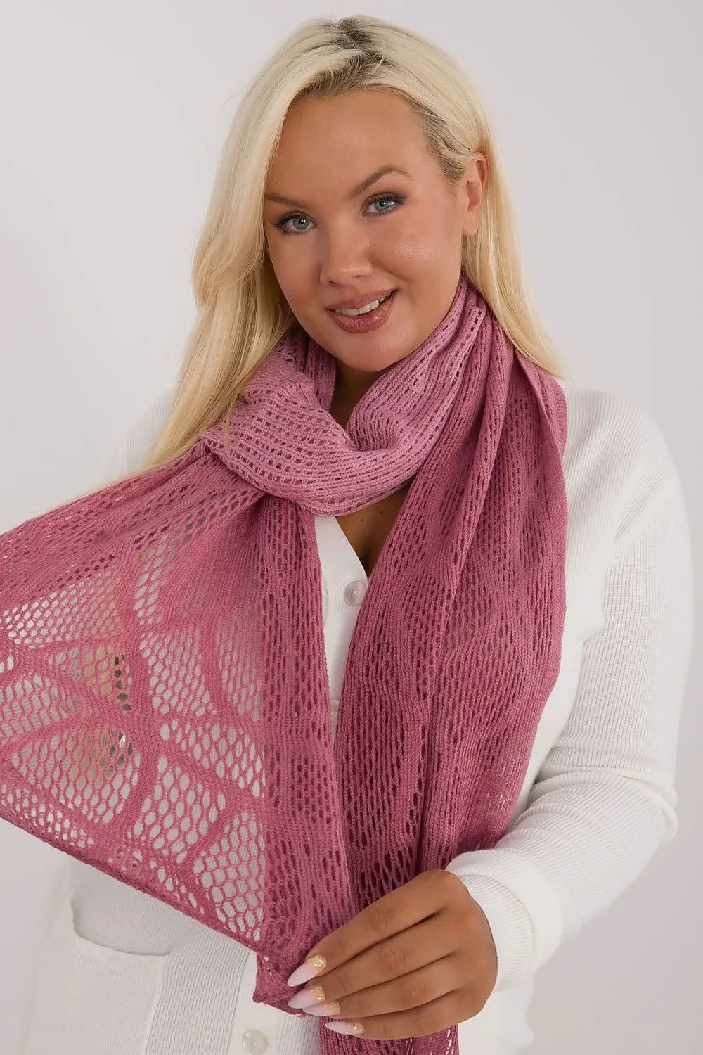 AT Soft Breeze Open Knit Two Tone Wool Blend Scarf