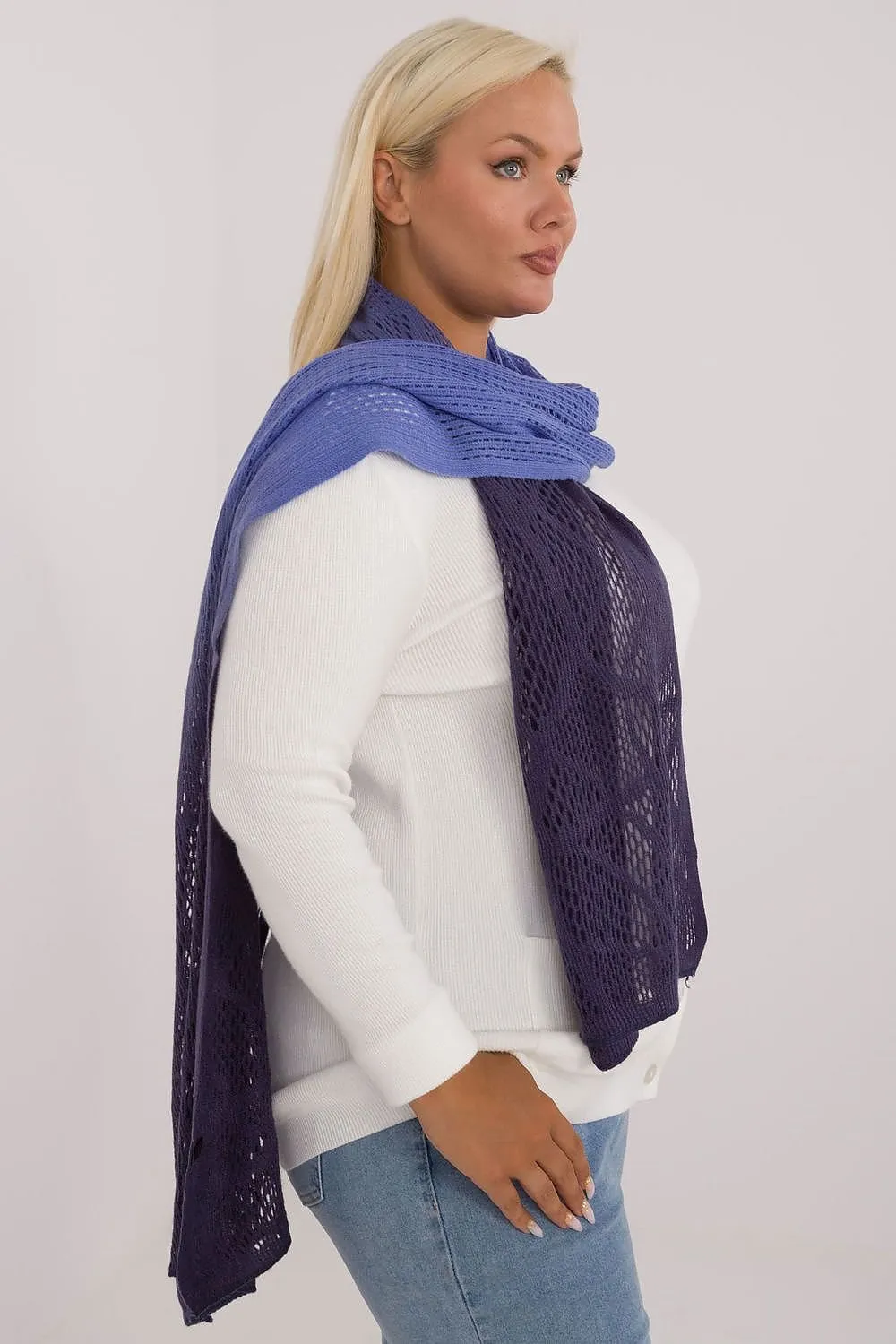 AT Soft Breeze Open Knit Two Tone Wool Blend Scarf