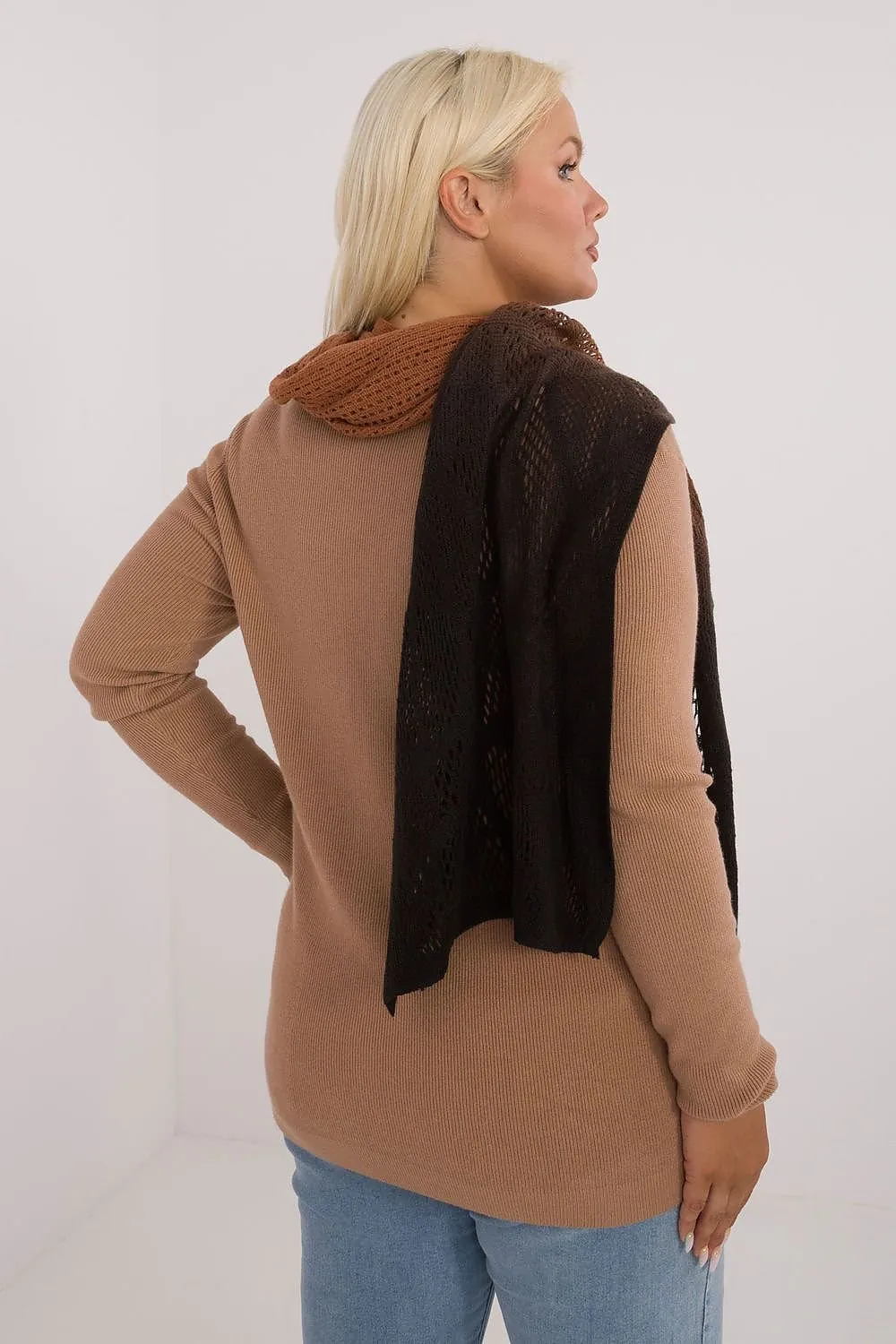 AT Soft Breeze Open Knit Two Tone Wool Blend Scarf