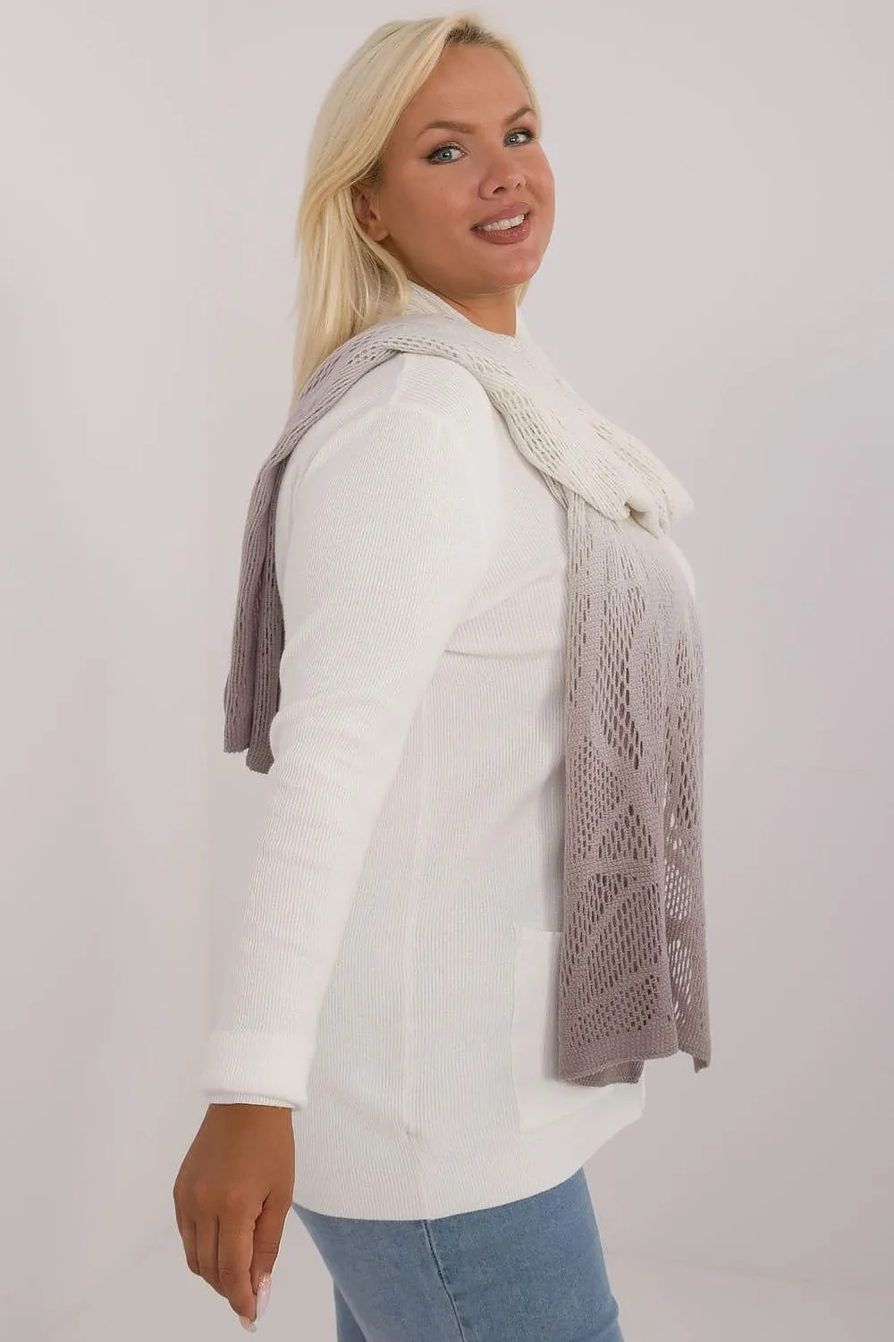 AT Soft Breeze Open Knit Two Tone Wool Blend Scarf