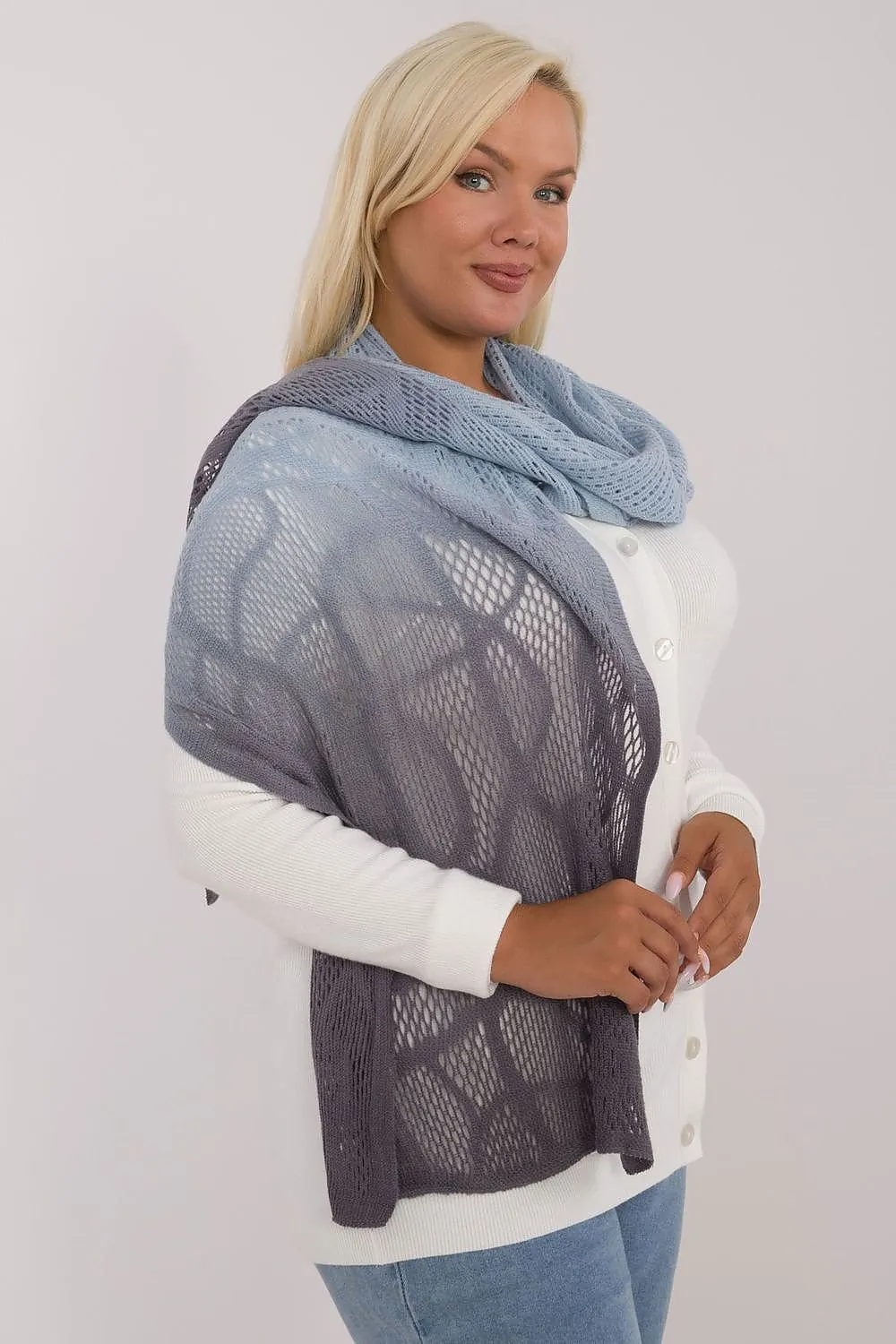 AT Soft Breeze Open Knit Two Tone Wool Blend Scarf