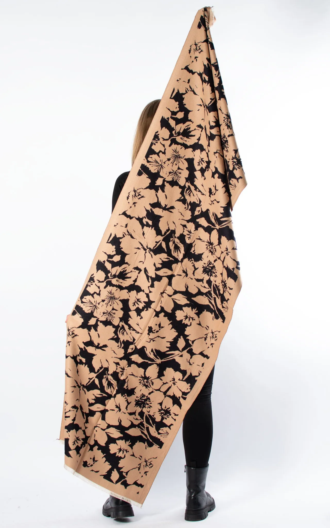 Autumn Winter Scarf | Floral | Camel