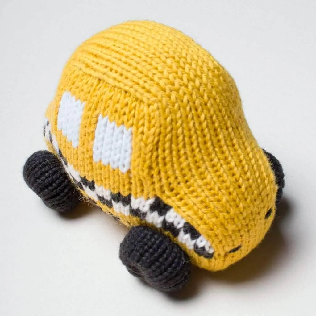 Baby Gift Set Knit Newborn Romper, Bonnet Hat & Taxi Rattle