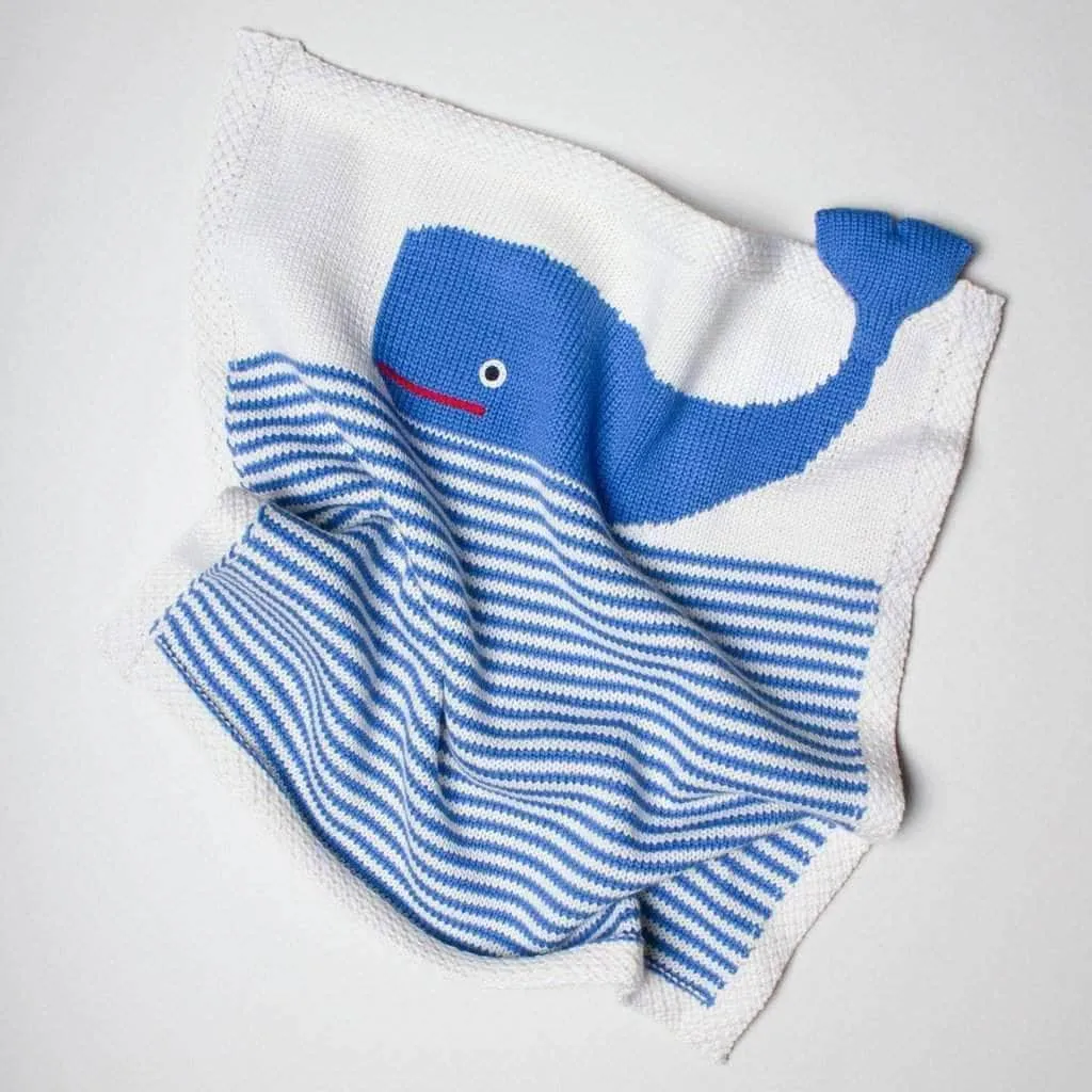 Baby Gift Set - Whale Knit Romper, Lovey, Hat & Toys