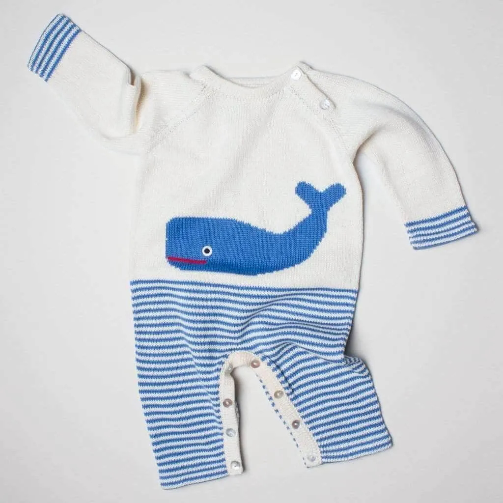 Baby Gift Set - Whale Knit Romper, Lovey, Hat & Toys