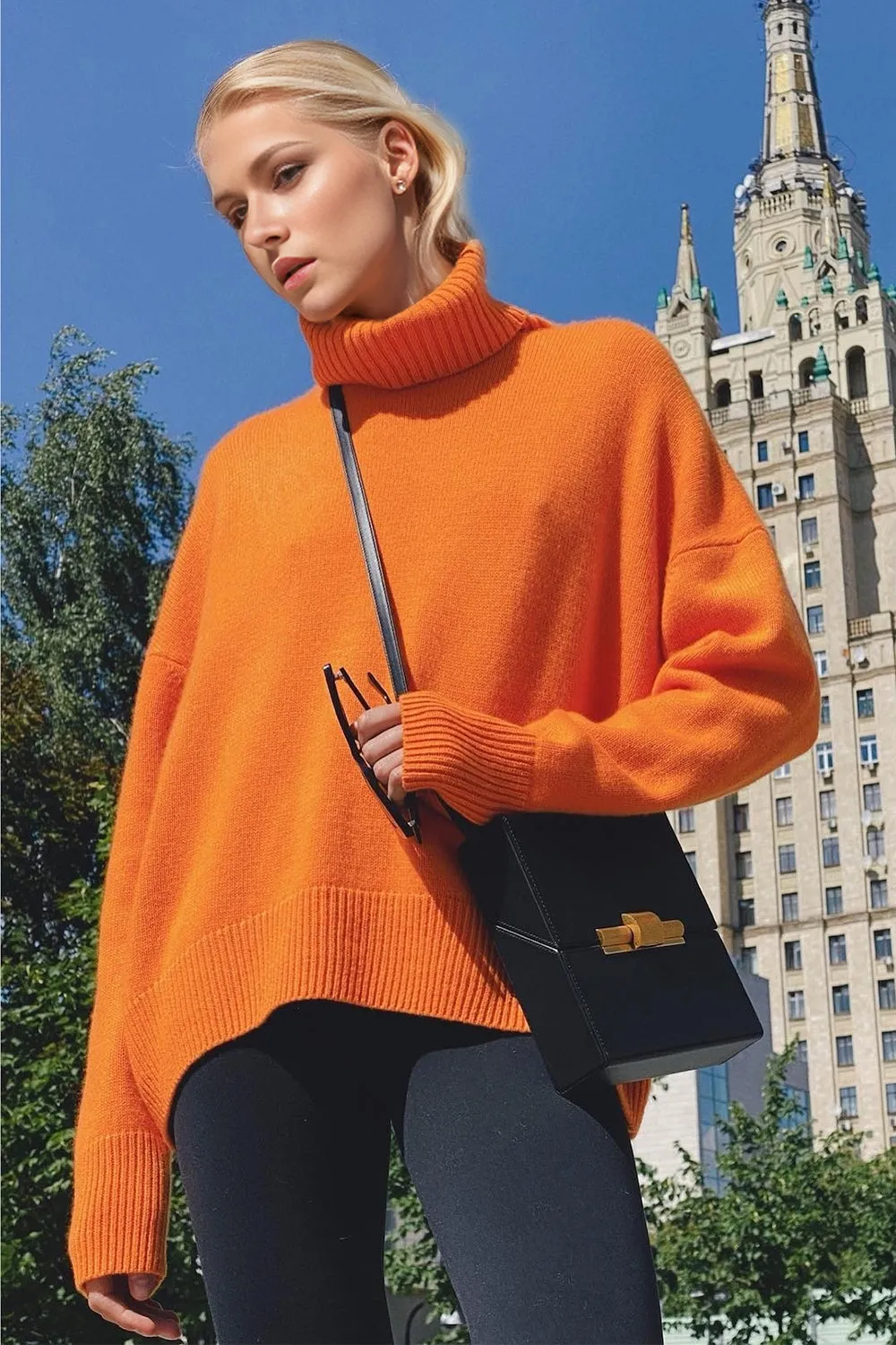 Basic Bae Turtleneck Dropped Shoulder Long Sleeve Sweater