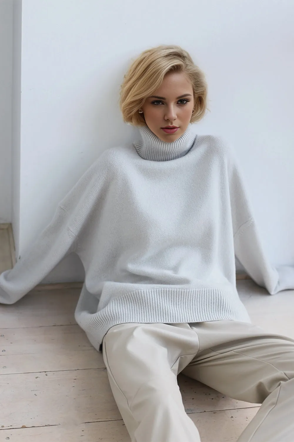 Basic Bae Turtleneck Dropped Shoulder Long Sleeve Sweater