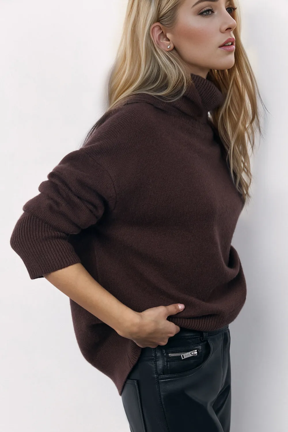 Basic Bae Turtleneck Long Sleeve Dropped Shoulder Sweater in 4 colors