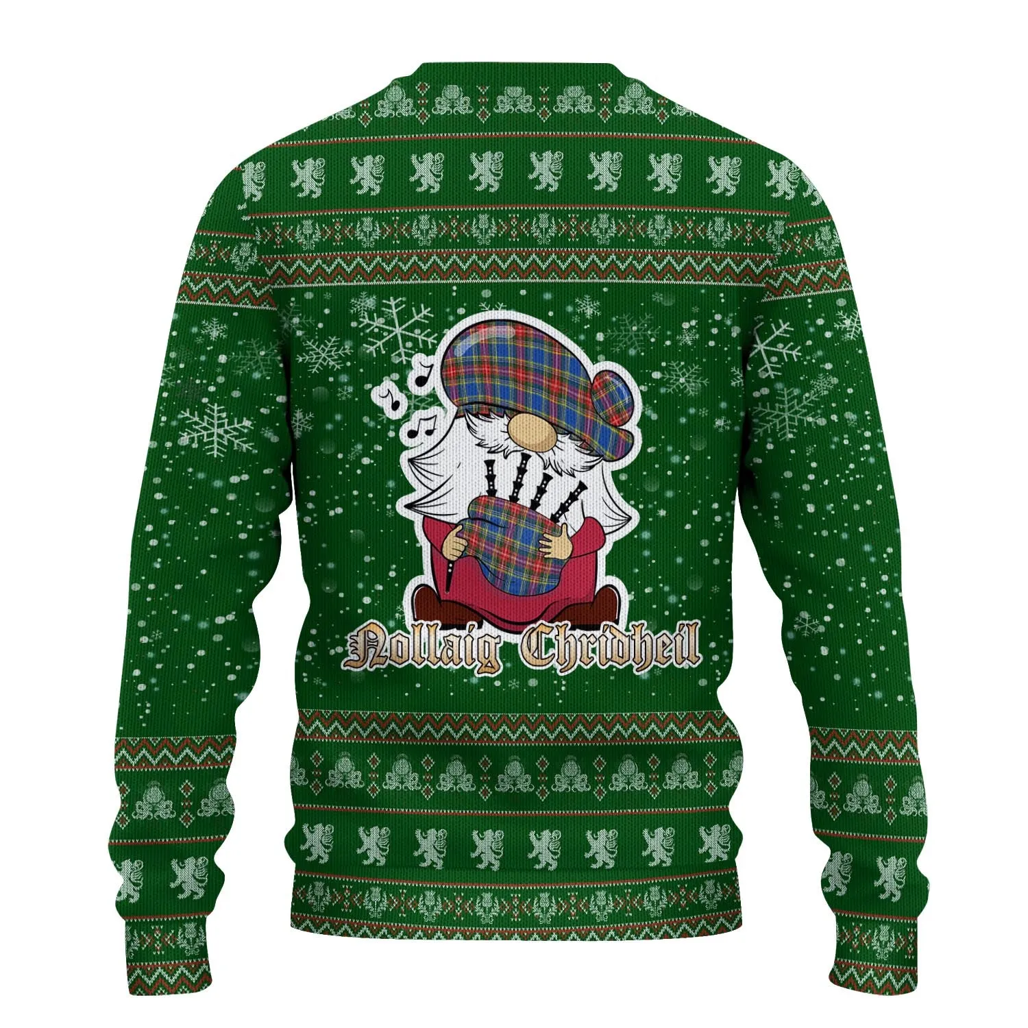 Bethune Clan Christmas Family Ugly Sweater with Funny Gnome Playing Bagpipes