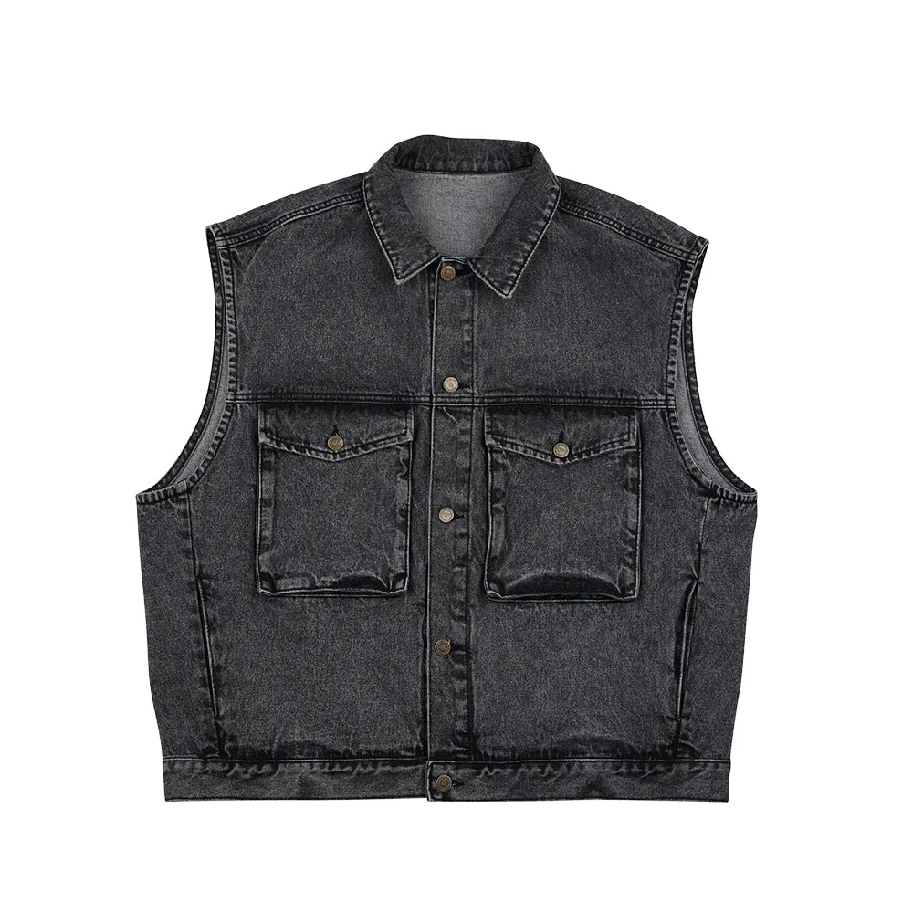 BIG CARGO LOOSEFIT DENIM VEST STONE BLACK