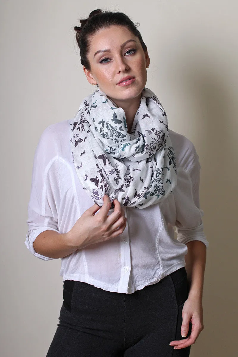 Birds and Butterfly Infinity Scarf