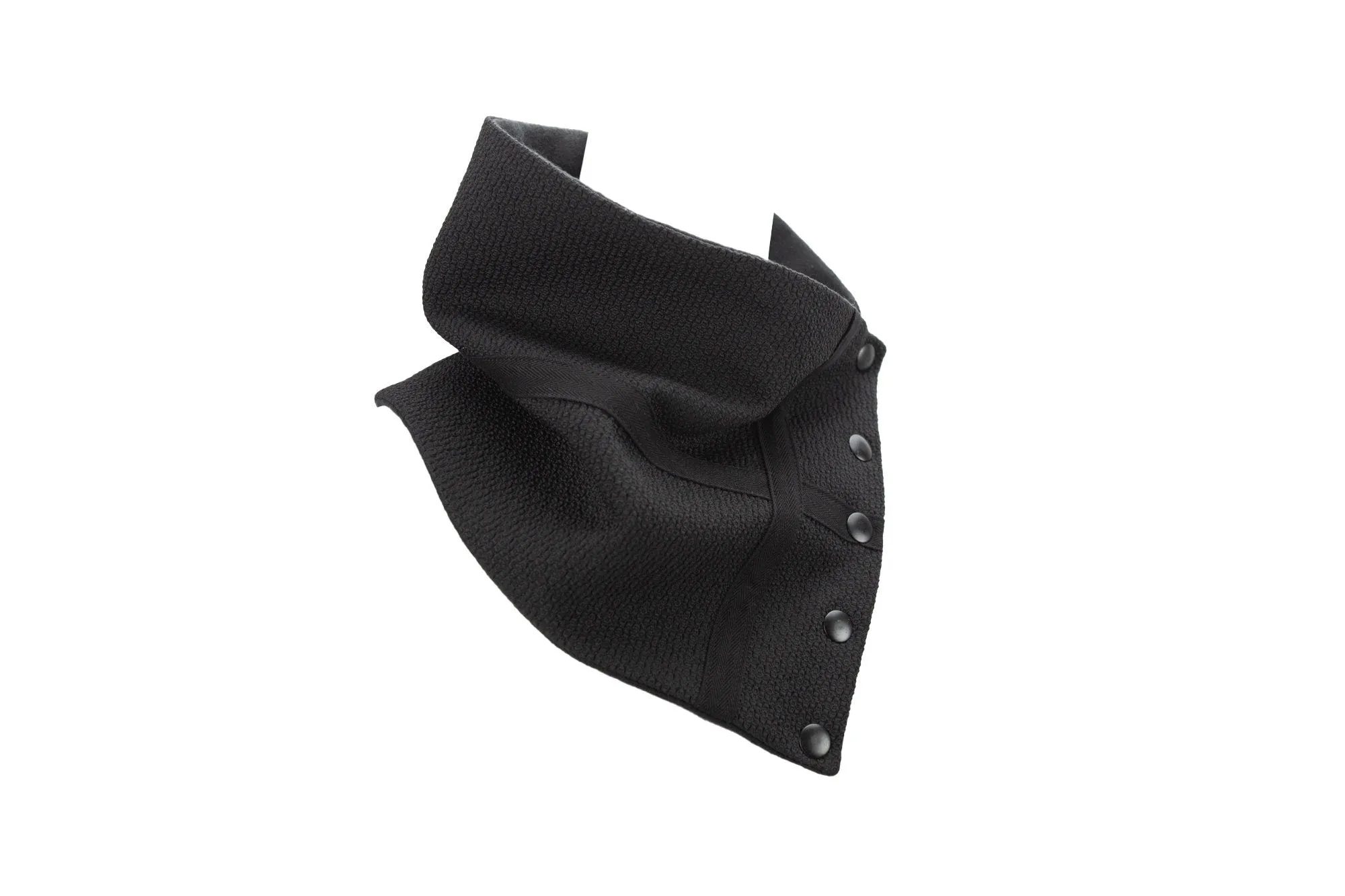 Black Textured Silk Snap Scarflette Cowl