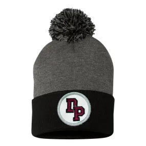 Black/Gray De Pere Interlocking DP Beanie Winter Pom Hat