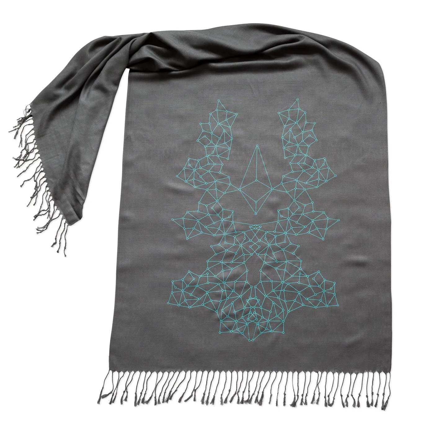 Blockchain Scarf, Distributed Network Visualization Linen-Weave Pashmina