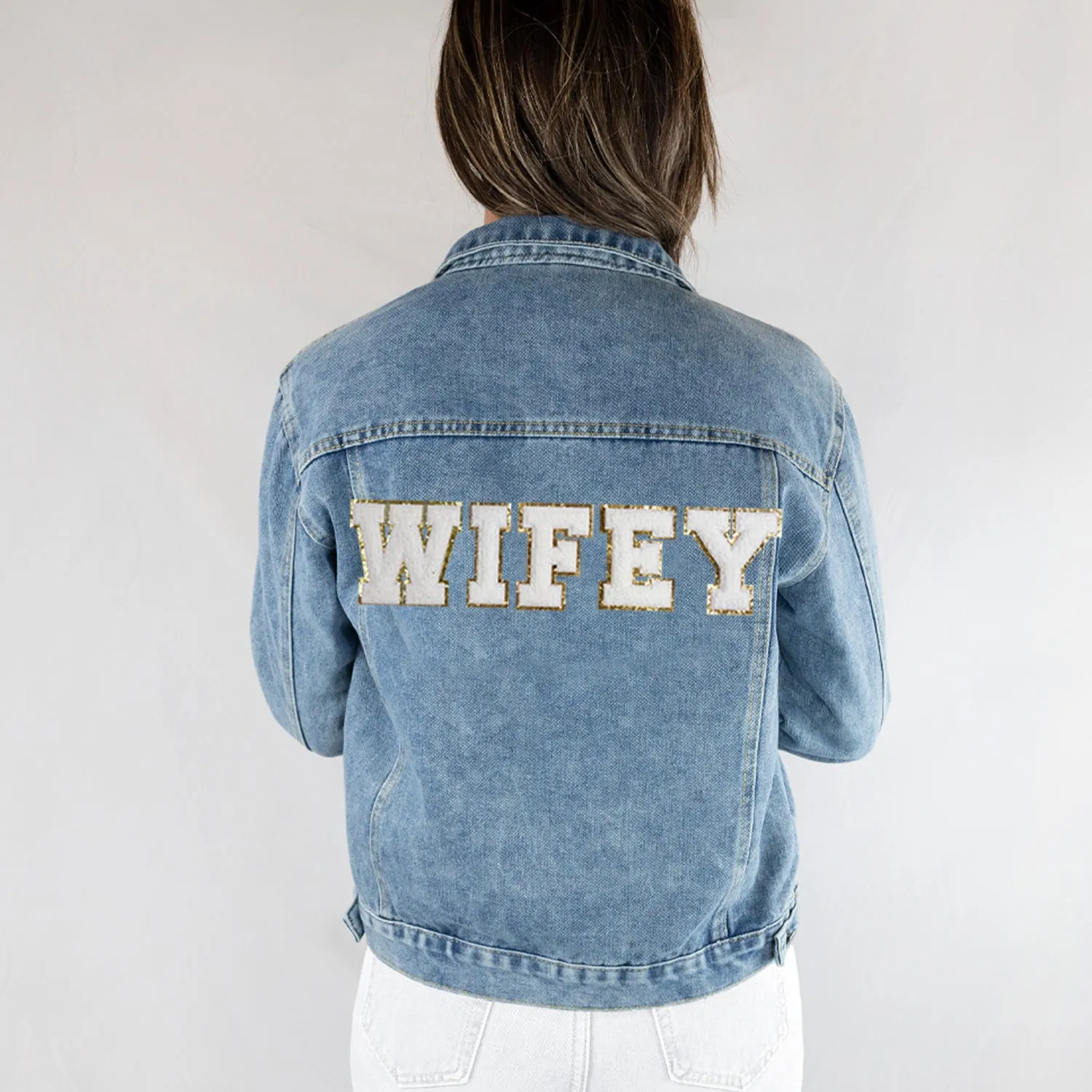 (Blue Denim) Blue Patch Denim Jacket Gifts