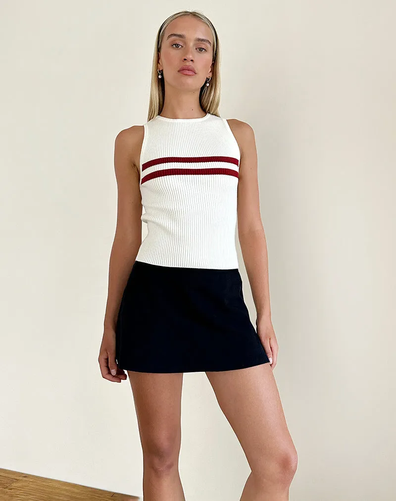 Bonisa Vest Top in Ivory with Red Stripes