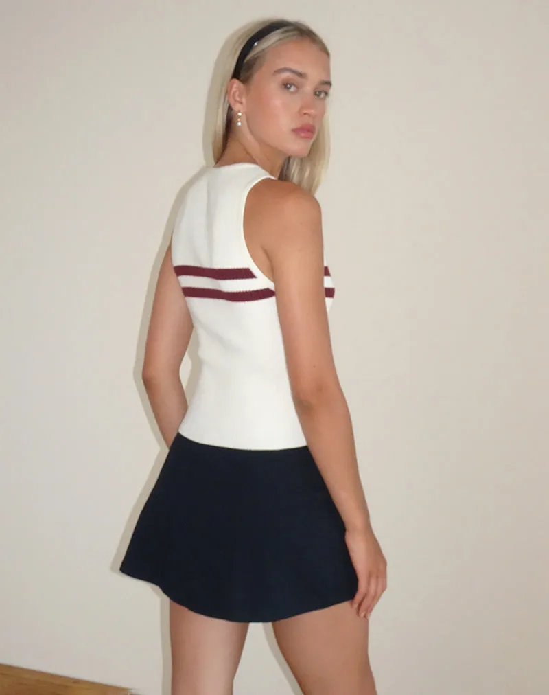 Bonisa Vest Top in Ivory with Red Stripes