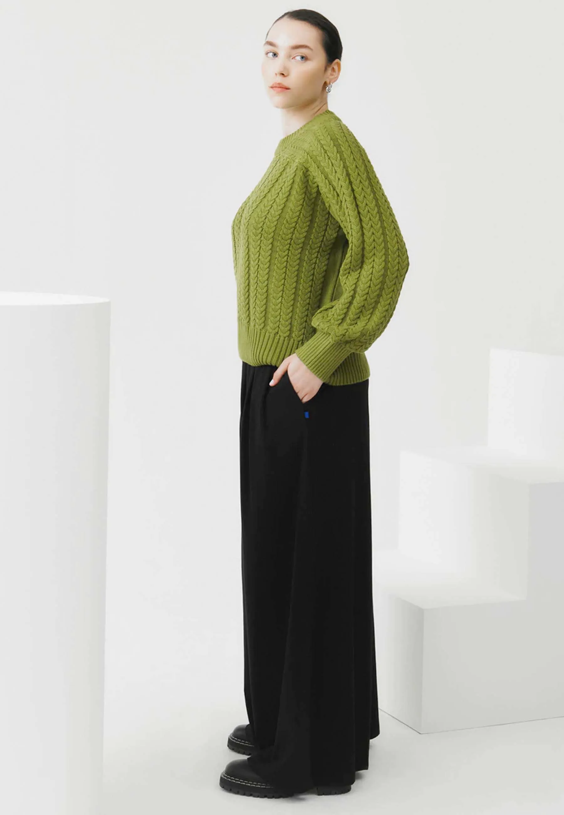 Cable Sweater - leaf