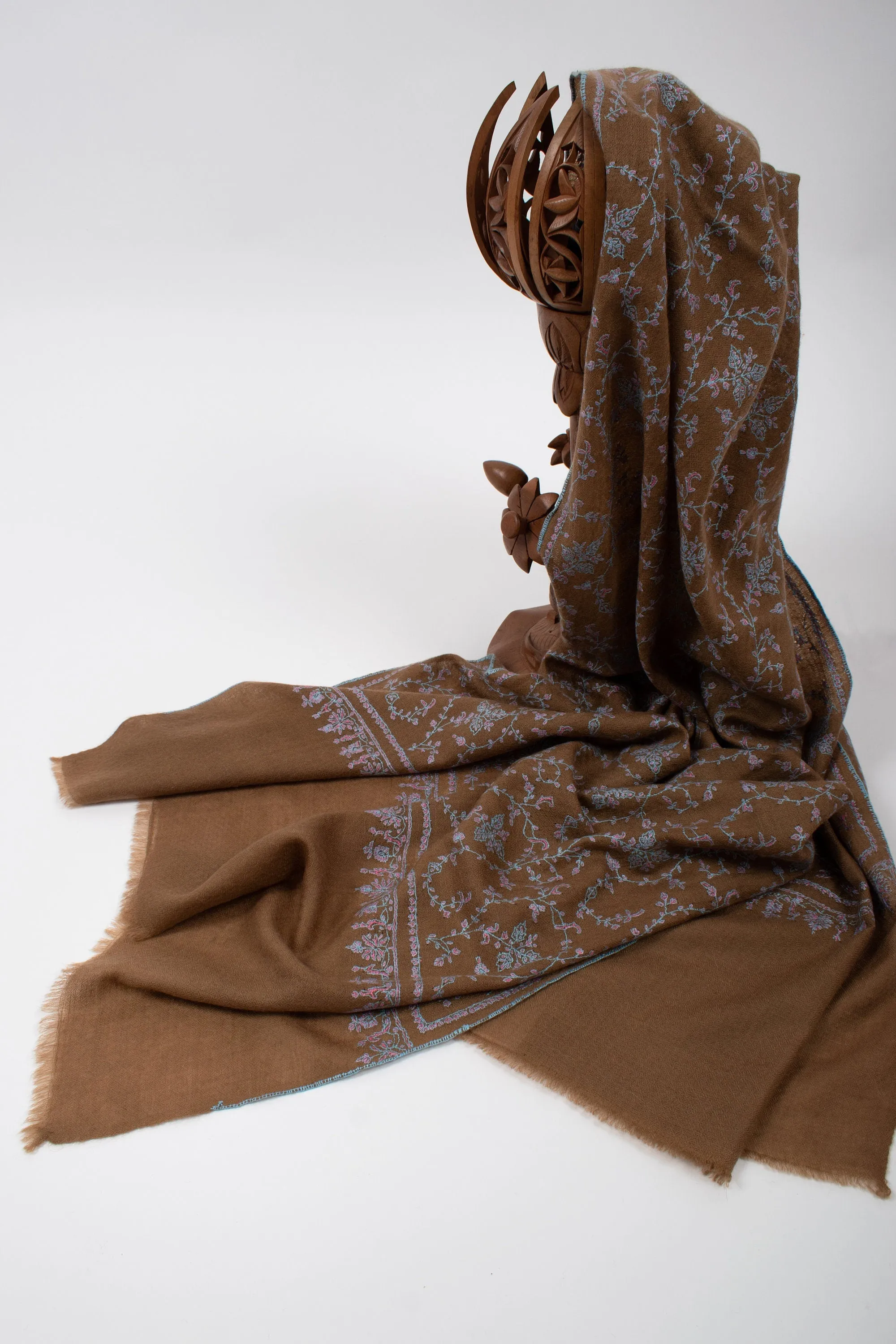 Cashmere Original Scarves, Super Soft Pashminas, Needlework Embroideries, Kashmiri Shawls, Goat Scarf, 28x80" - MONTANA