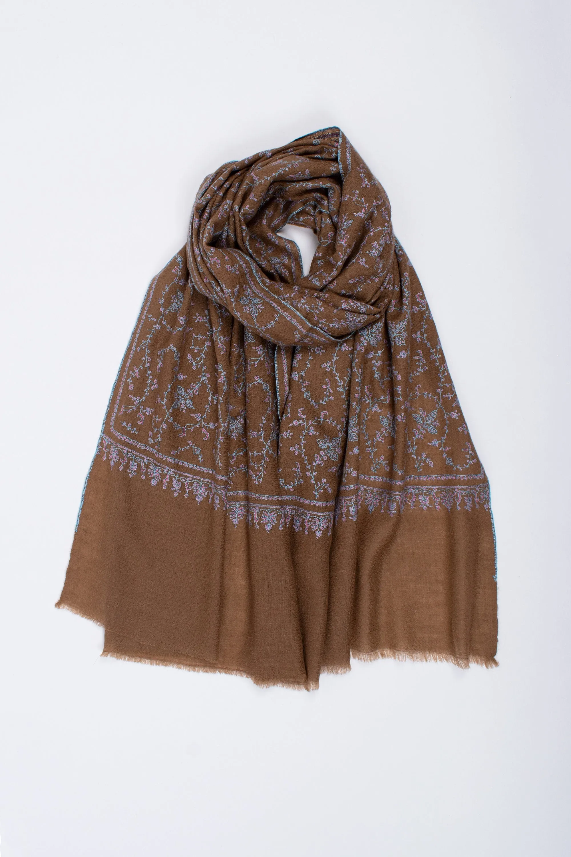 Cashmere Original Scarves, Super Soft Pashminas, Needlework Embroideries, Kashmiri Shawls, Goat Scarf, 28x80" - MONTANA