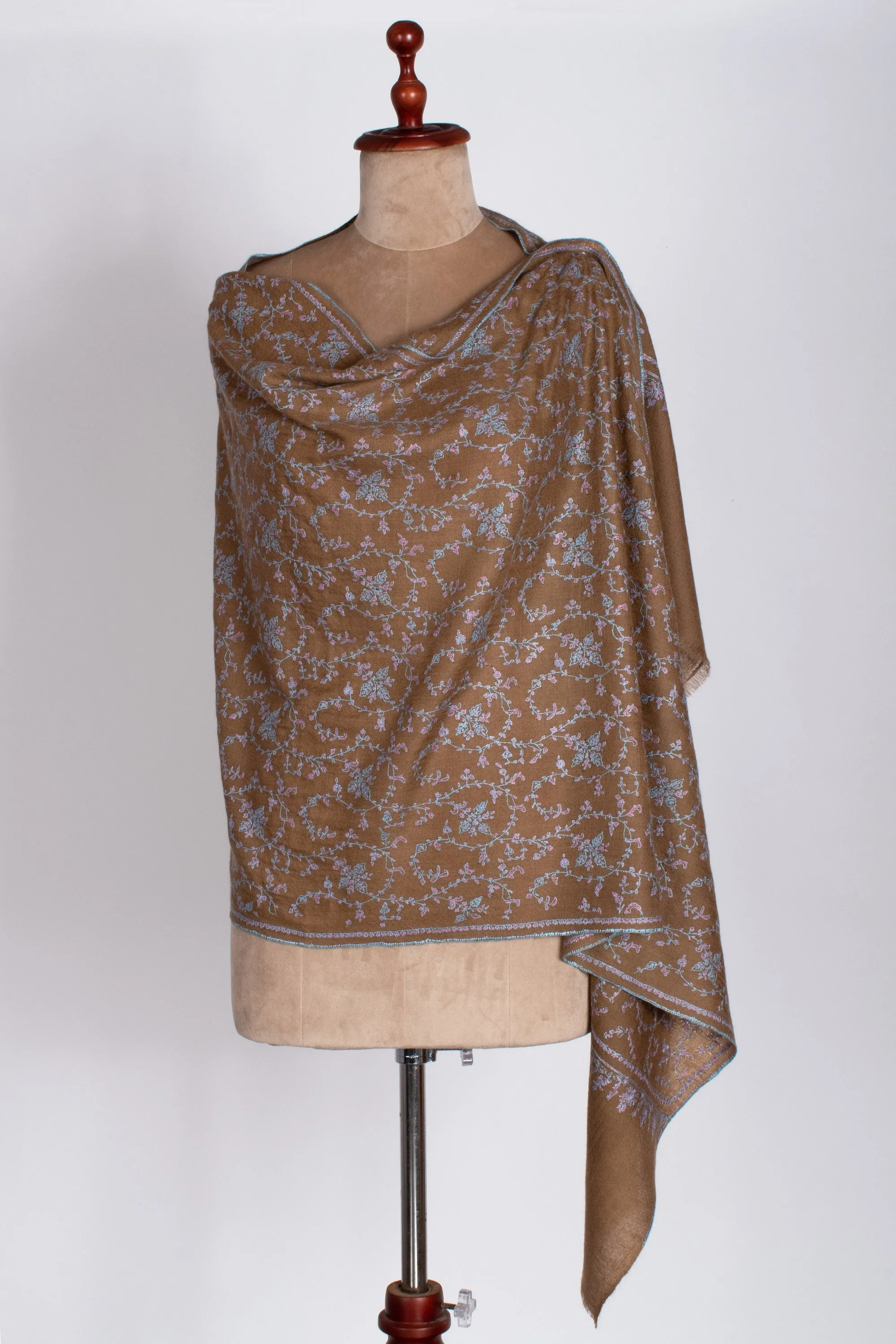 Cashmere Original Scarves, Super Soft Pashminas, Needlework Embroideries, Kashmiri Shawls, Goat Scarf, 28x80" - MONTANA