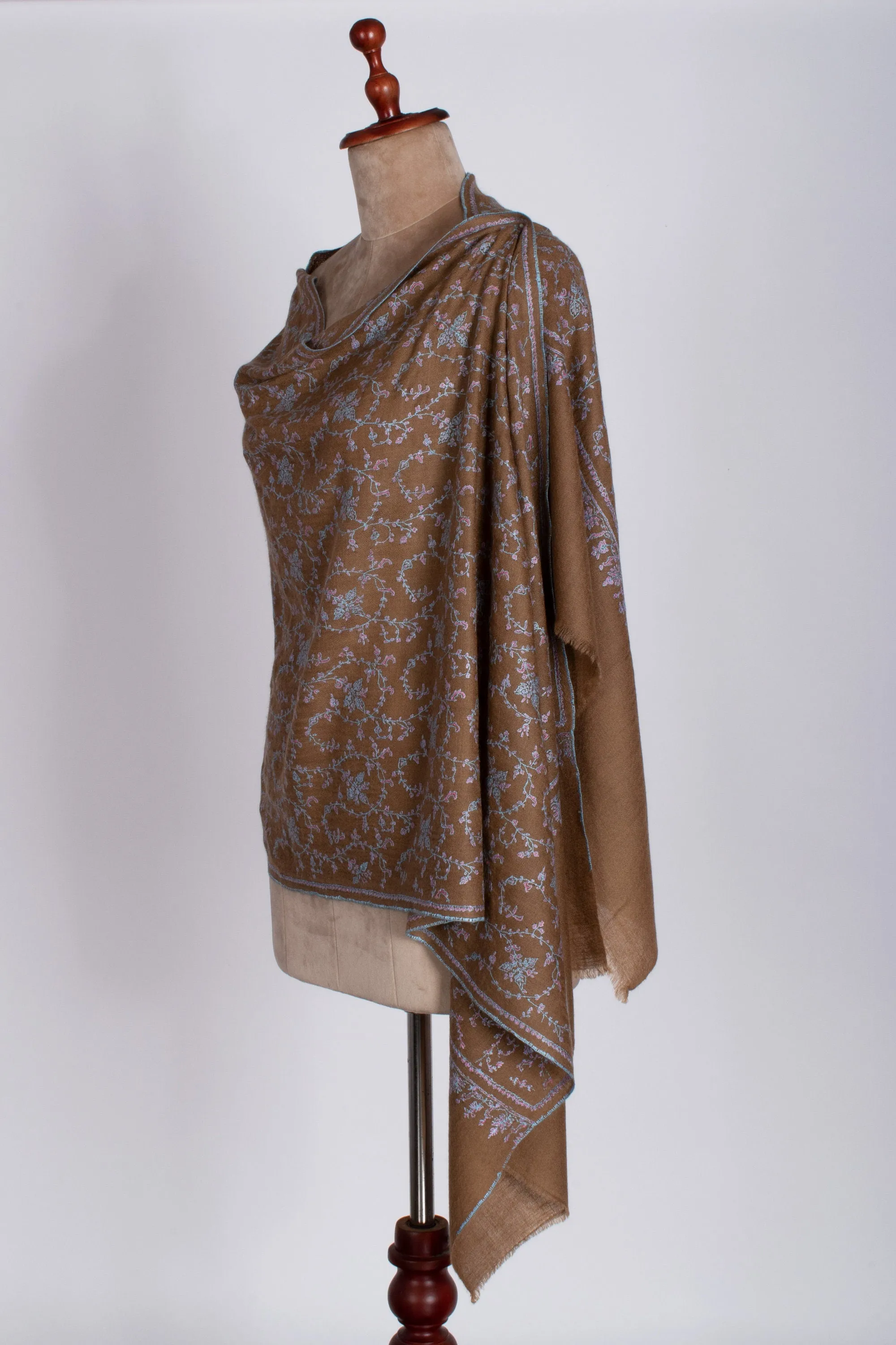 Cashmere Original Scarves, Super Soft Pashminas, Needlework Embroideries, Kashmiri Shawls, Goat Scarf, 28x80" - MONTANA