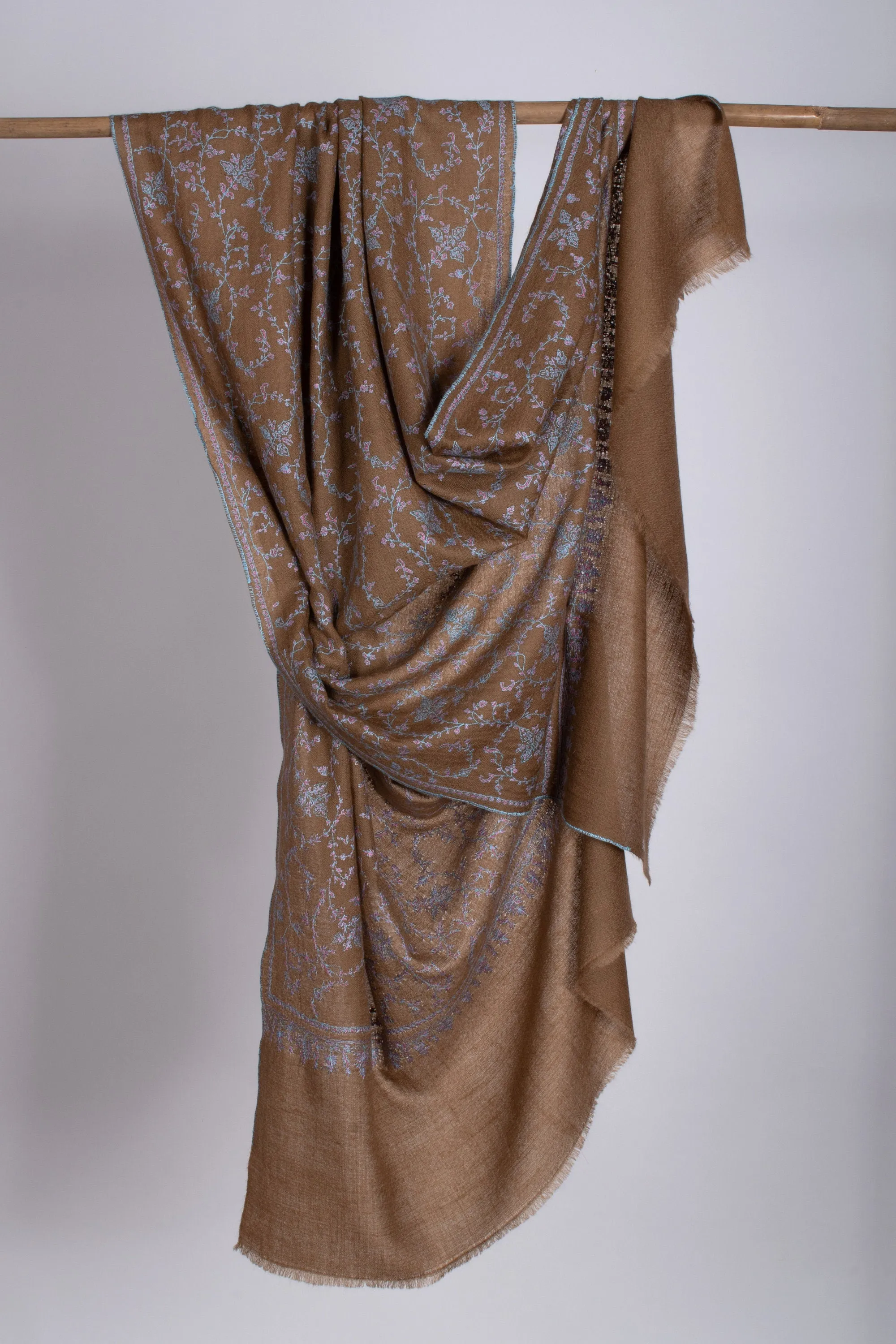 Cashmere Original Scarves, Super Soft Pashminas, Needlework Embroideries, Kashmiri Shawls, Goat Scarf, 28x80" - MONTANA