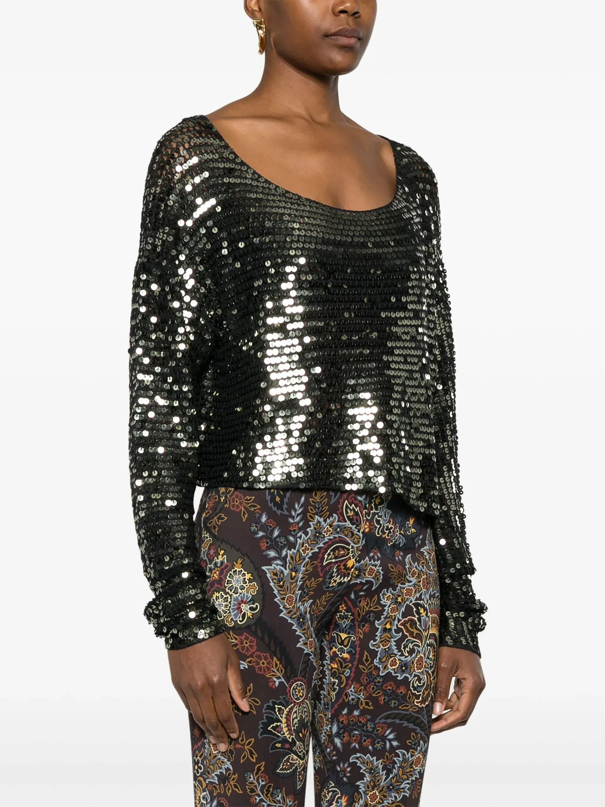 Casper Anthracite Sequin Mesh Sweater