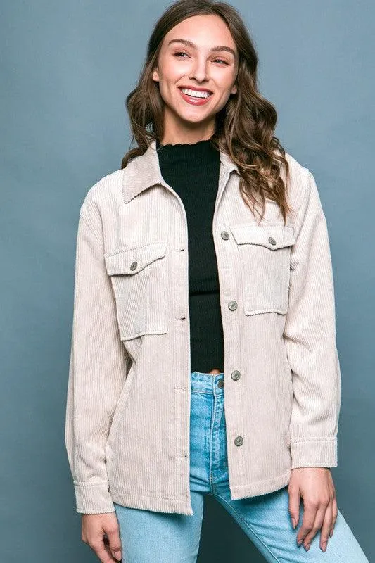 Cassidy Corduroy Button Down Jacket With Pockets