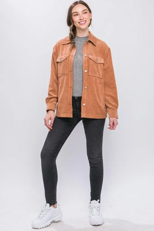 Cassidy Corduroy Button Down Jacket With Pockets