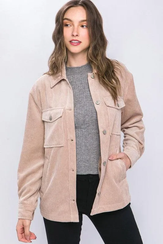 Cassidy Corduroy Button Down Jacket With Pockets