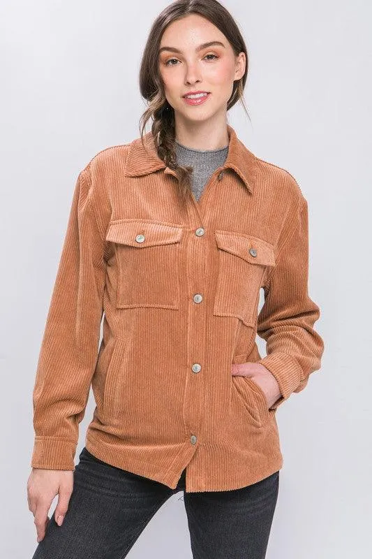 Cassidy Corduroy Button Down Jacket With Pockets